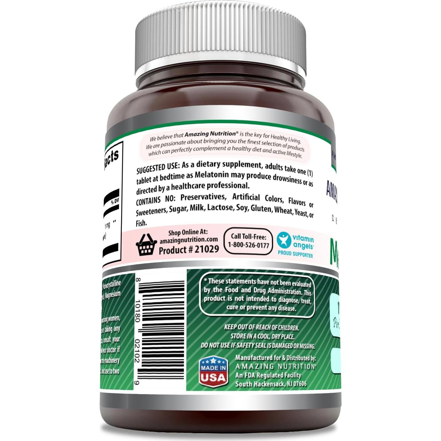 Suplemento de Melatonina 1 Mg - Fórmulas Asombrosas - 240 Tabletas - No OGM, Sin Gluten