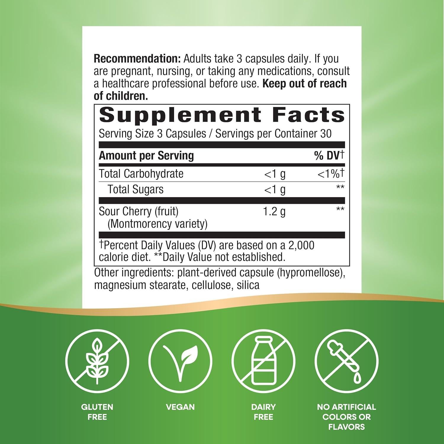 Cápsulas Ultra de Cereza Ácida Nature's Way 1200 mg 90 Veganas