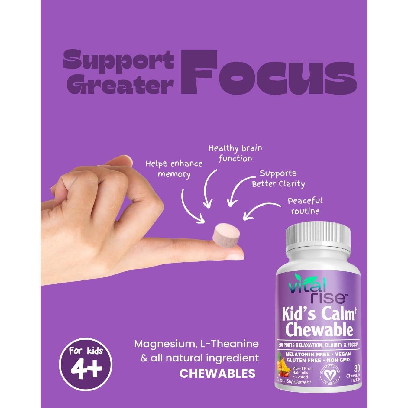 Chicles Calmantes Vital Rise para Niños - 30 Unidades, Sin Azúcar