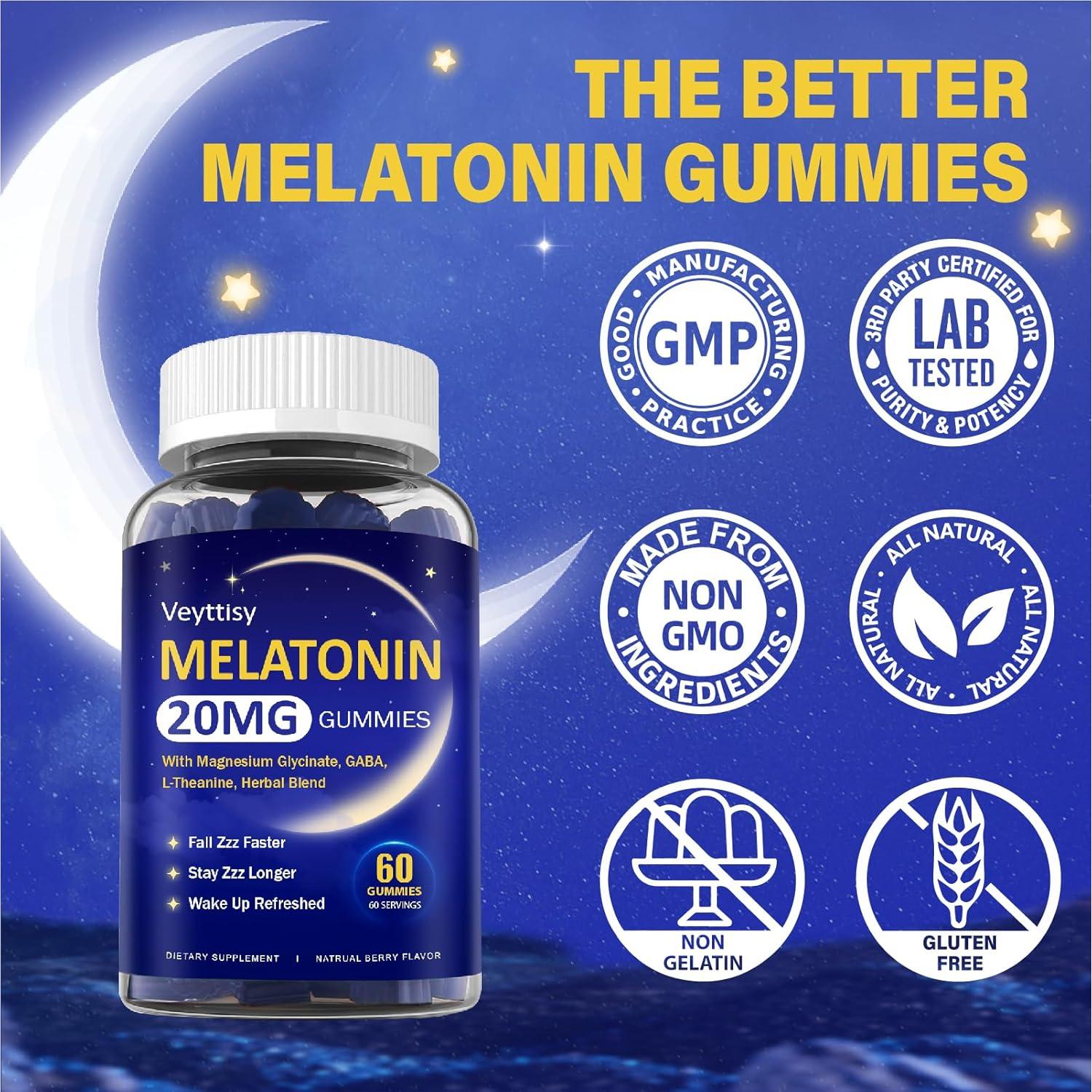 Gomitas de Melatonina 20mg Veyttisy - Veganas, Sabor Frutas Mixtas