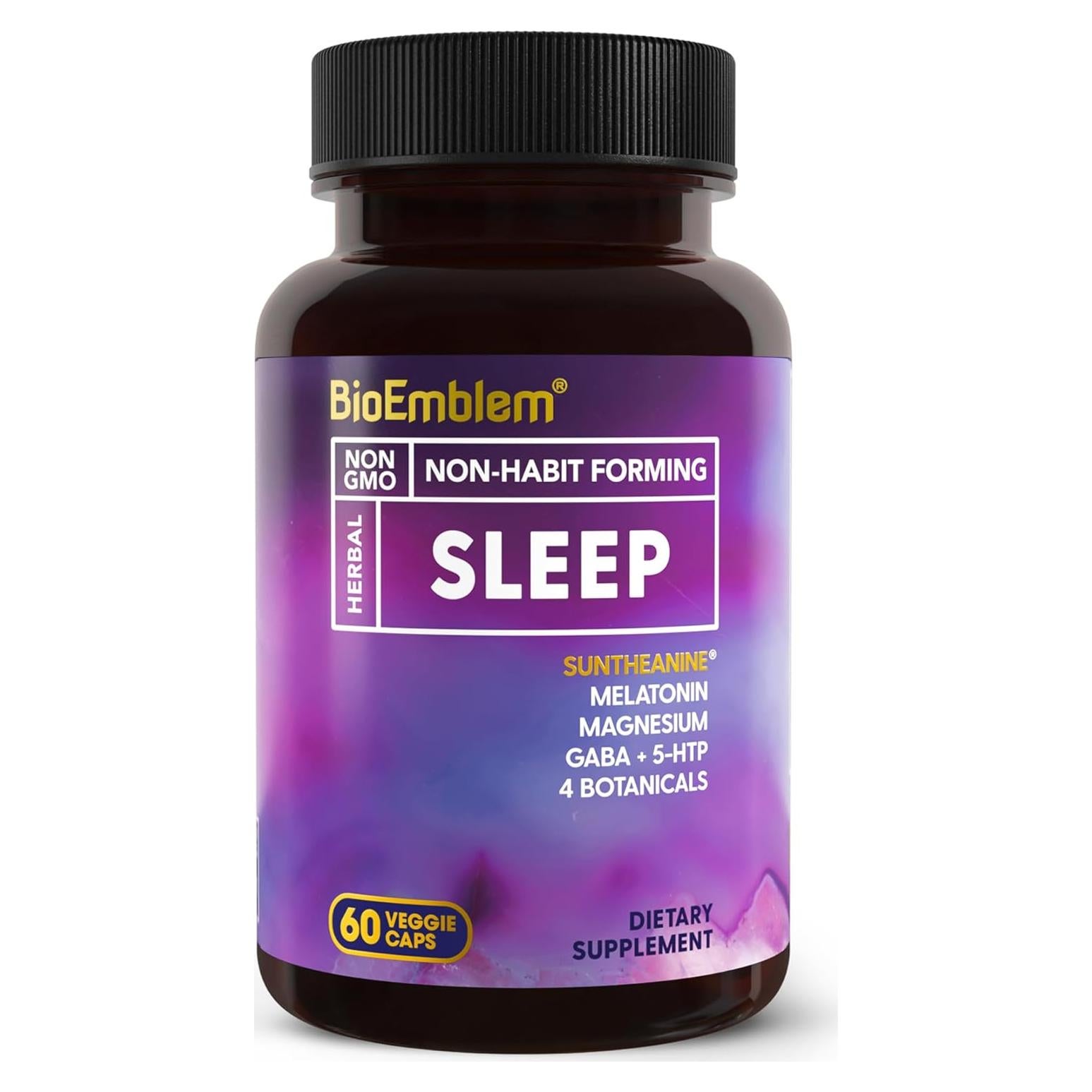 Suplemento Natural para Dormir BioEmblem 60 Cápsulas Melatonina