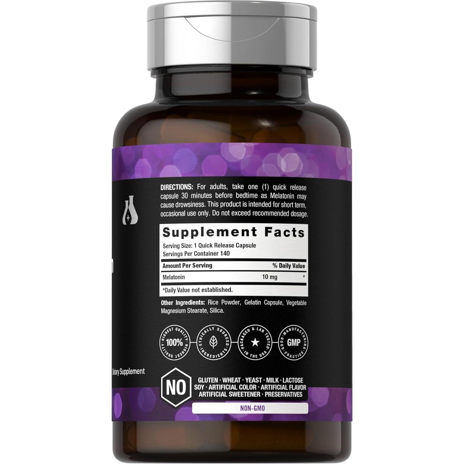 Melatonina 10mg Horbaach 140 Cápsulas Liberación Rápida