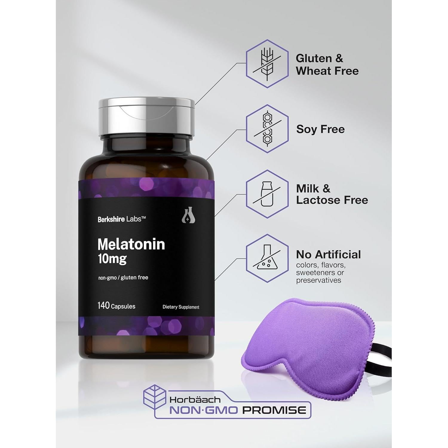 Melatonina 10mg Horbaach 140 Cápsulas Liberación Rápida