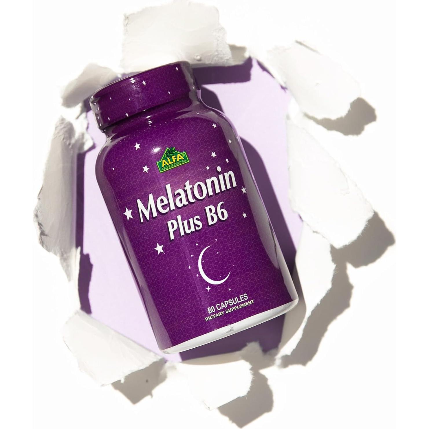Suplemento de Melatonina Plus B-6 Alfa Vitamins 5mg - 60 Cápsulas