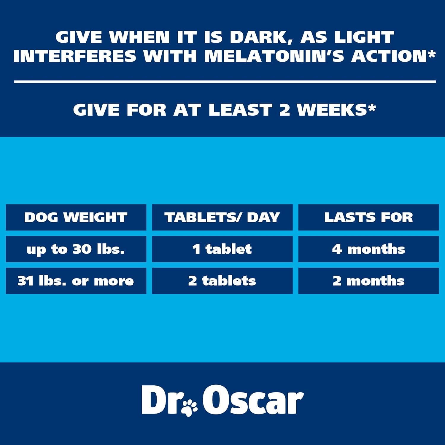 Pastillas para dormir perros Dr. Oscar con melatonina 120 tabletas