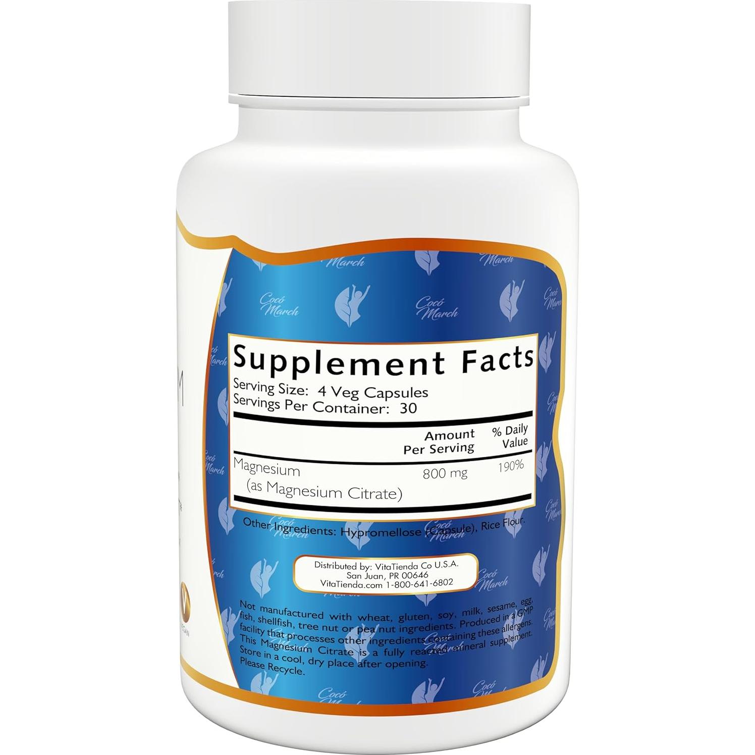 Citrato de Magnesio Cocó March N.M.D 800 mg 120 Cápsulas