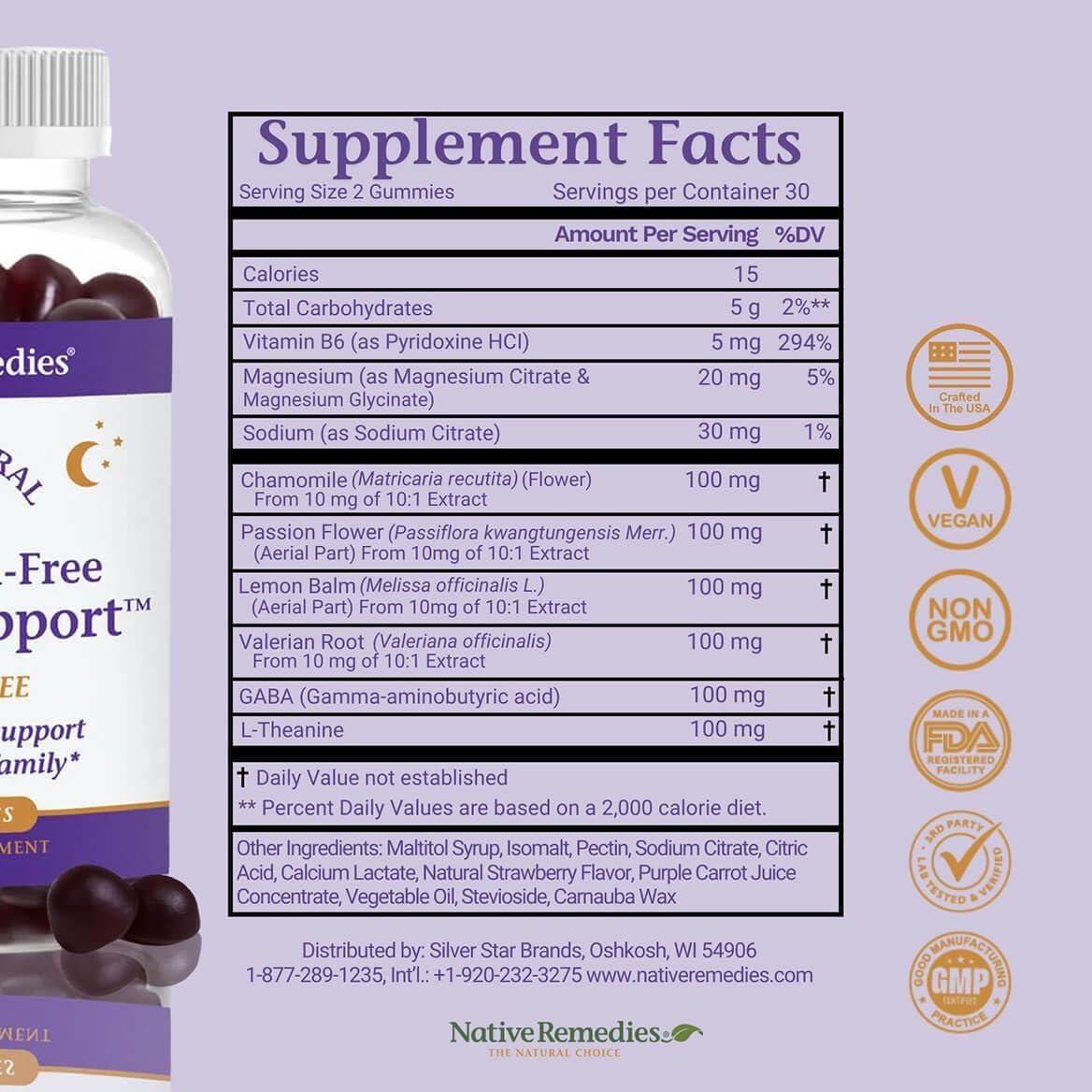 Gomitas para dormir Native Remedies sin melatonina - 60 unidades