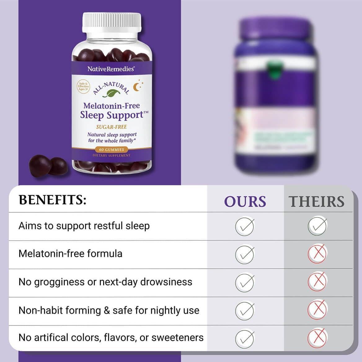 Gomitas para dormir Native Remedies sin melatonina - 60 unidades