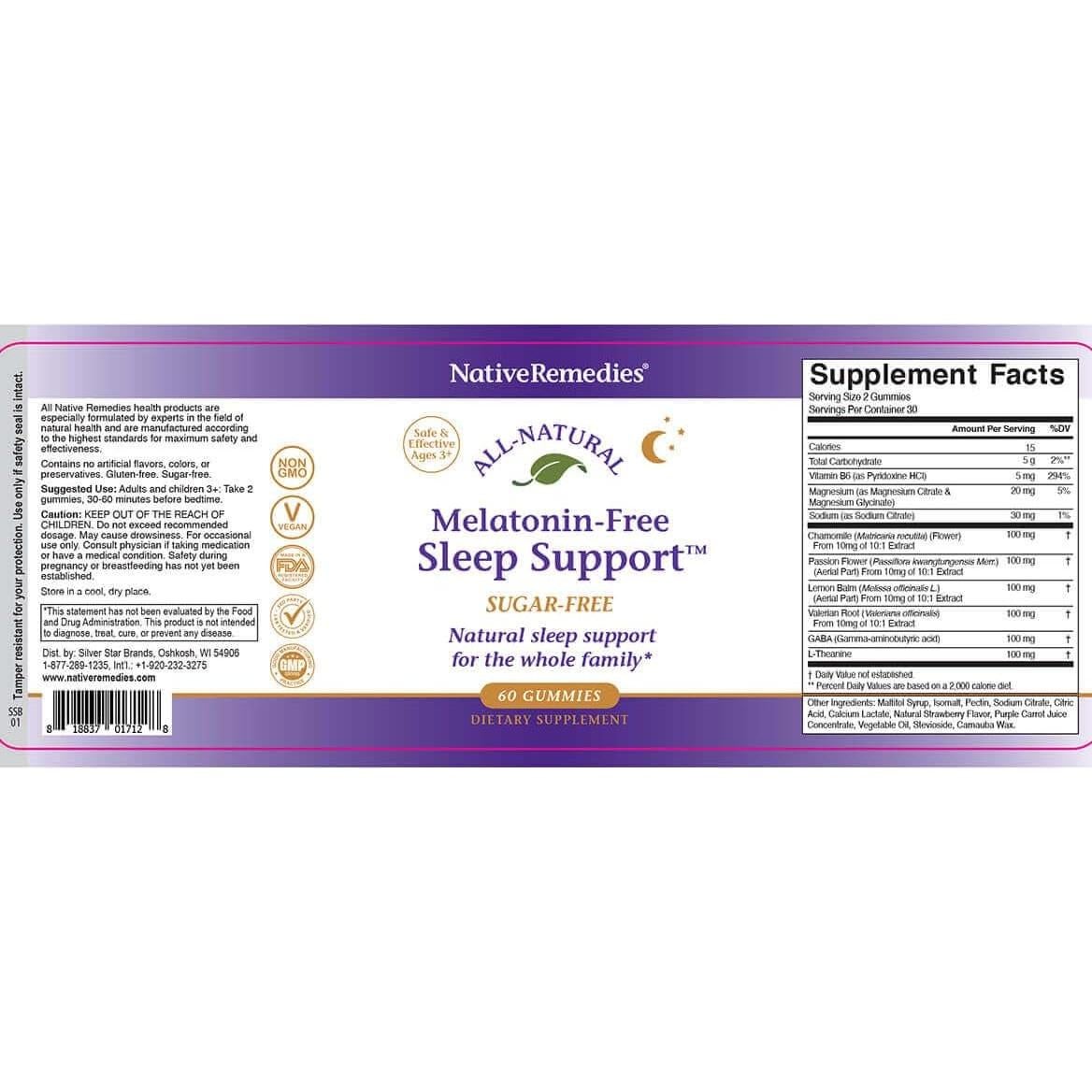 Gomitas para dormir Native Remedies sin melatonina - 60 unidades