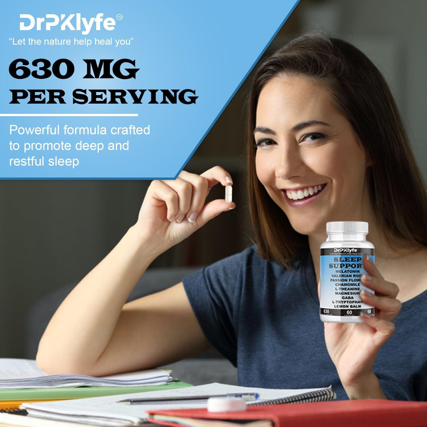 Cápsulas de Melatonina y Hierbas DrPKlyfe 630mg - 60 Días