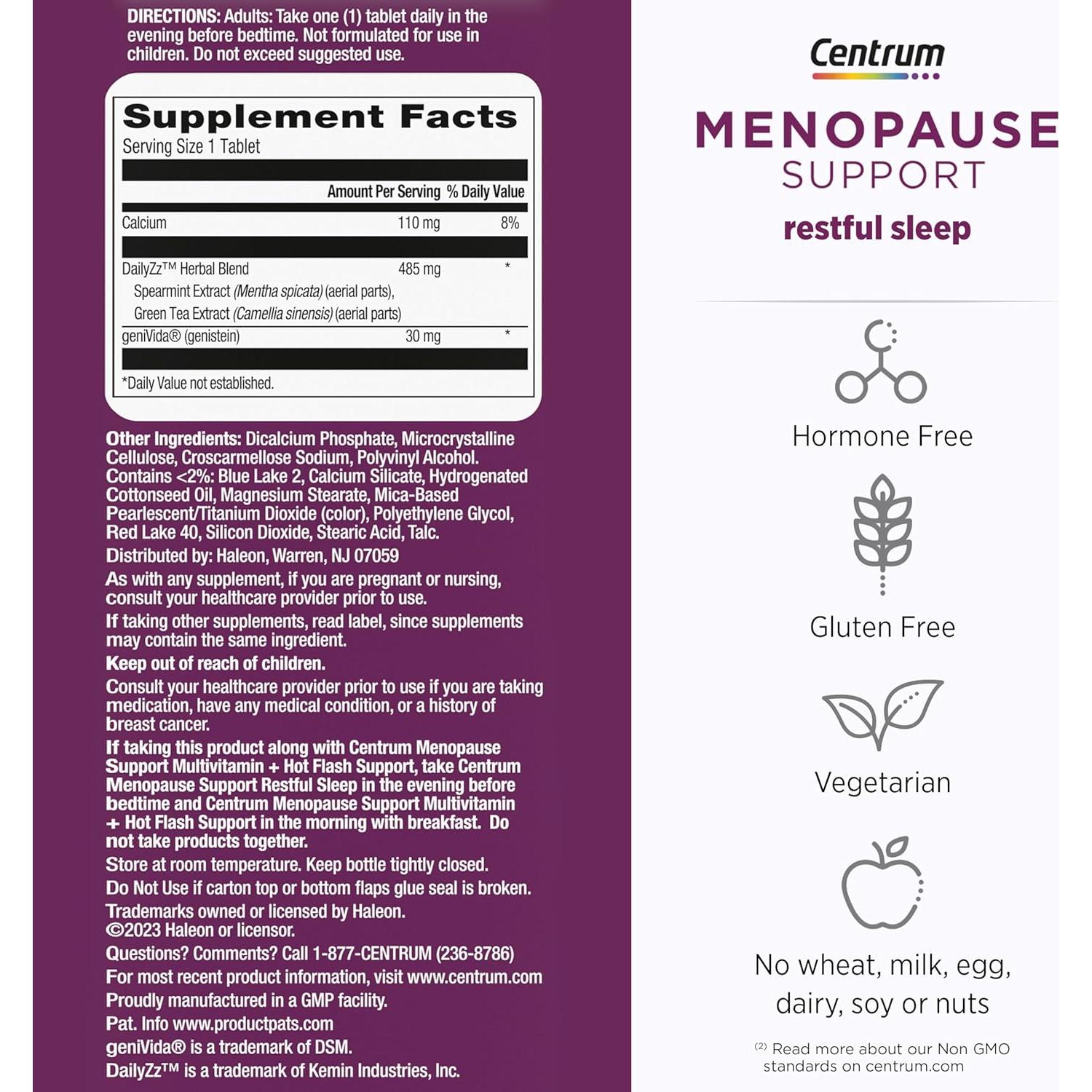 Tabletas Centrum Sueño Tranquilo Menopausia 28 Unidades