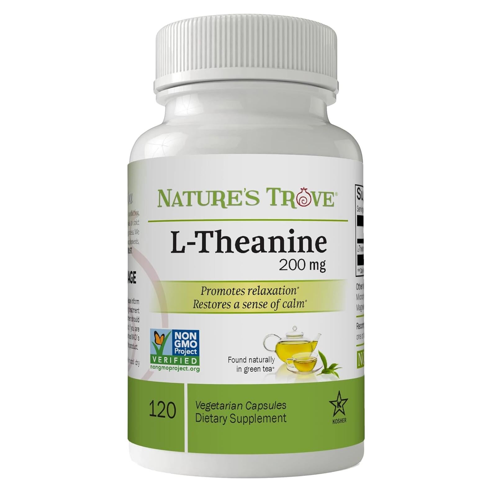 L-Theanine 200mg Nature's Trove - 120 Cápsulas Vegetarianas