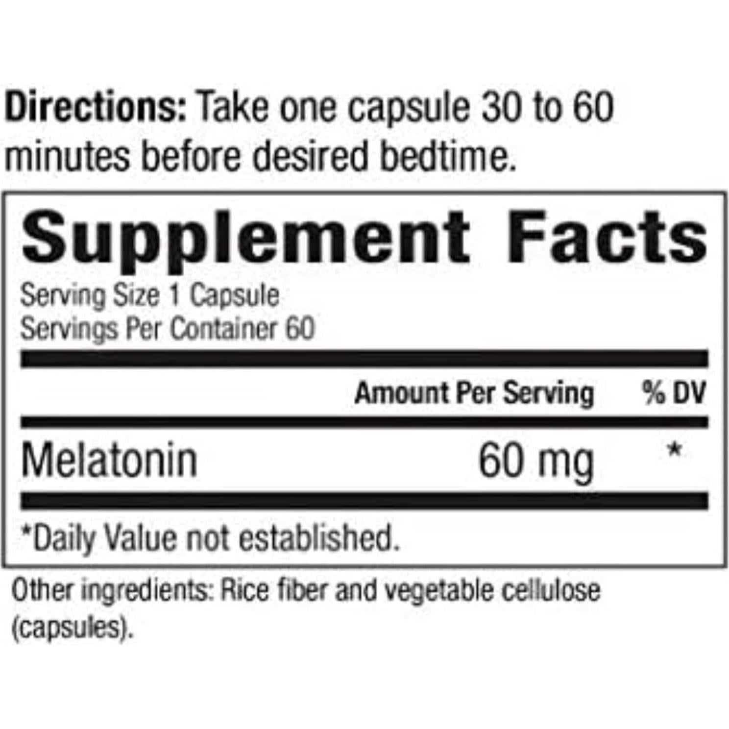 Melatonina Extra Fuerte 60mg Perfect Vitamin - 120 Cápsulas Veganas