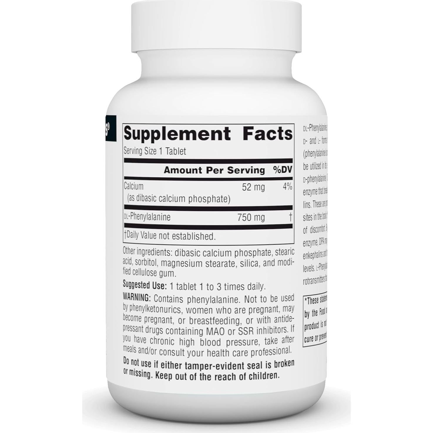 Suplemento DLPA Source Naturals 750 mg - 60 Tabletas