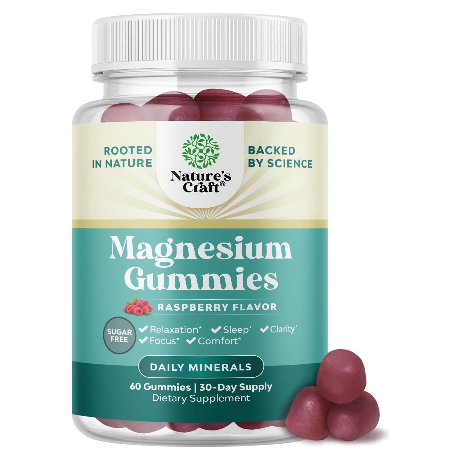 Gomitas de Magnesio Calmante Natures Craft 60 Unidades Frambuesa