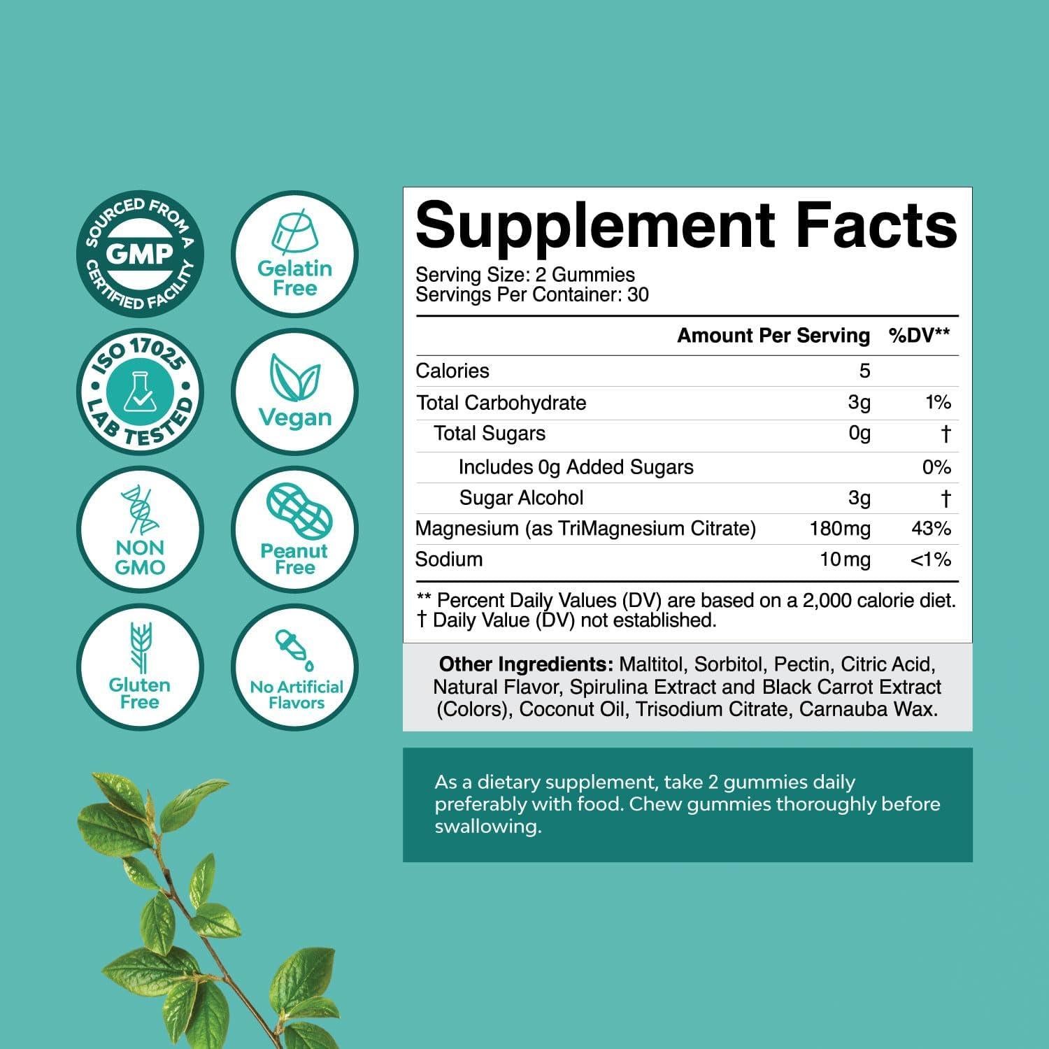 Gomitas de Magnesio Calmante Natures Craft 60 Unidades Frambuesa