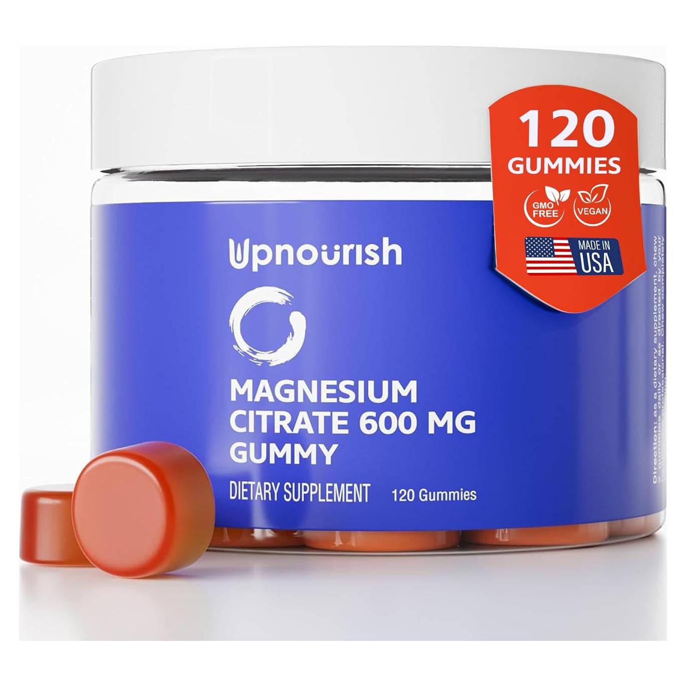 Gomitas de Magnesio UpNourish 600mg Veganas 120 Unidades