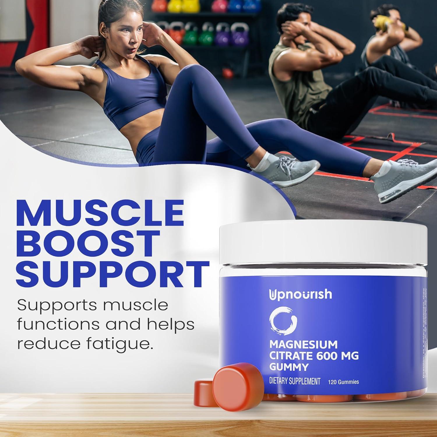 Gomitas de Magnesio UpNourish 600mg Veganas 120 Unidades