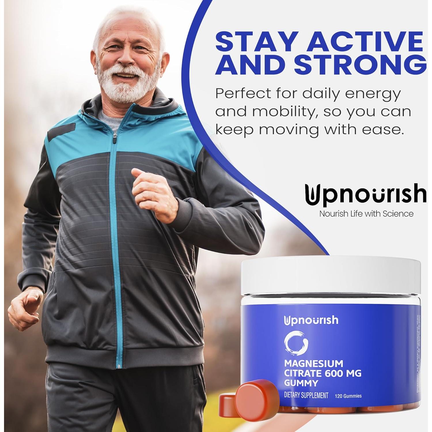 Gomitas de Magnesio UpNourish 600mg Veganas 120 Unidades