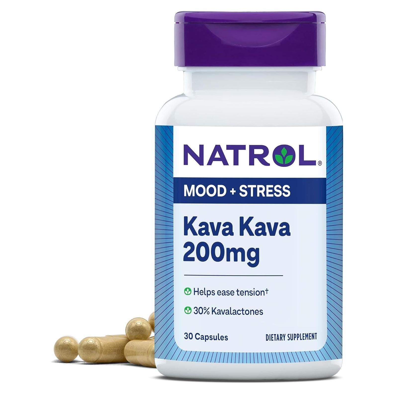 Suplemento Natrol Kava Kava 200mg para Estrés y Relajación - 30 Cápsulas