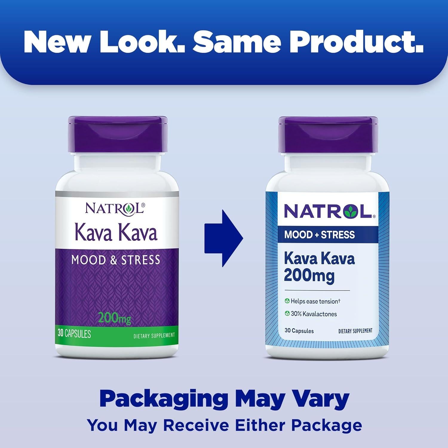 Suplemento Natrol Kava Kava 200mg para Estrés y Relajación - 30 Cápsulas