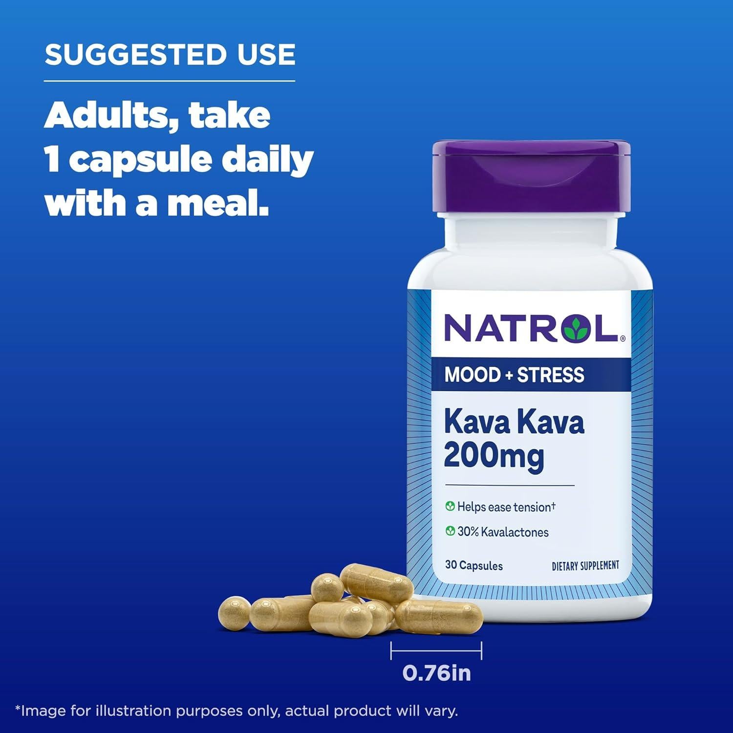 Suplemento Natrol Kava Kava 200mg para Estrés y Relajación - 30 Cápsulas