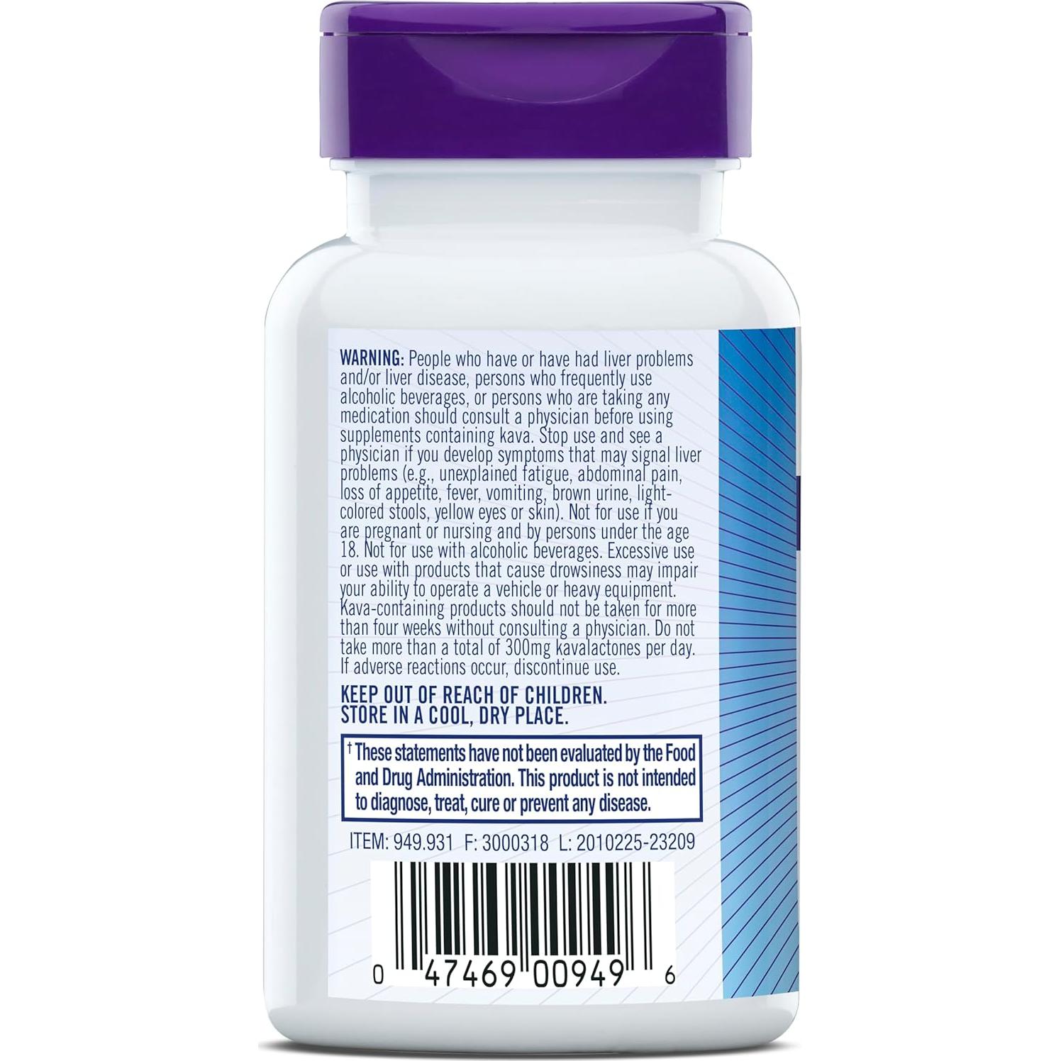 Suplemento Natrol Kava Kava 200mg para Estrés y Relajación - 30 Cápsulas