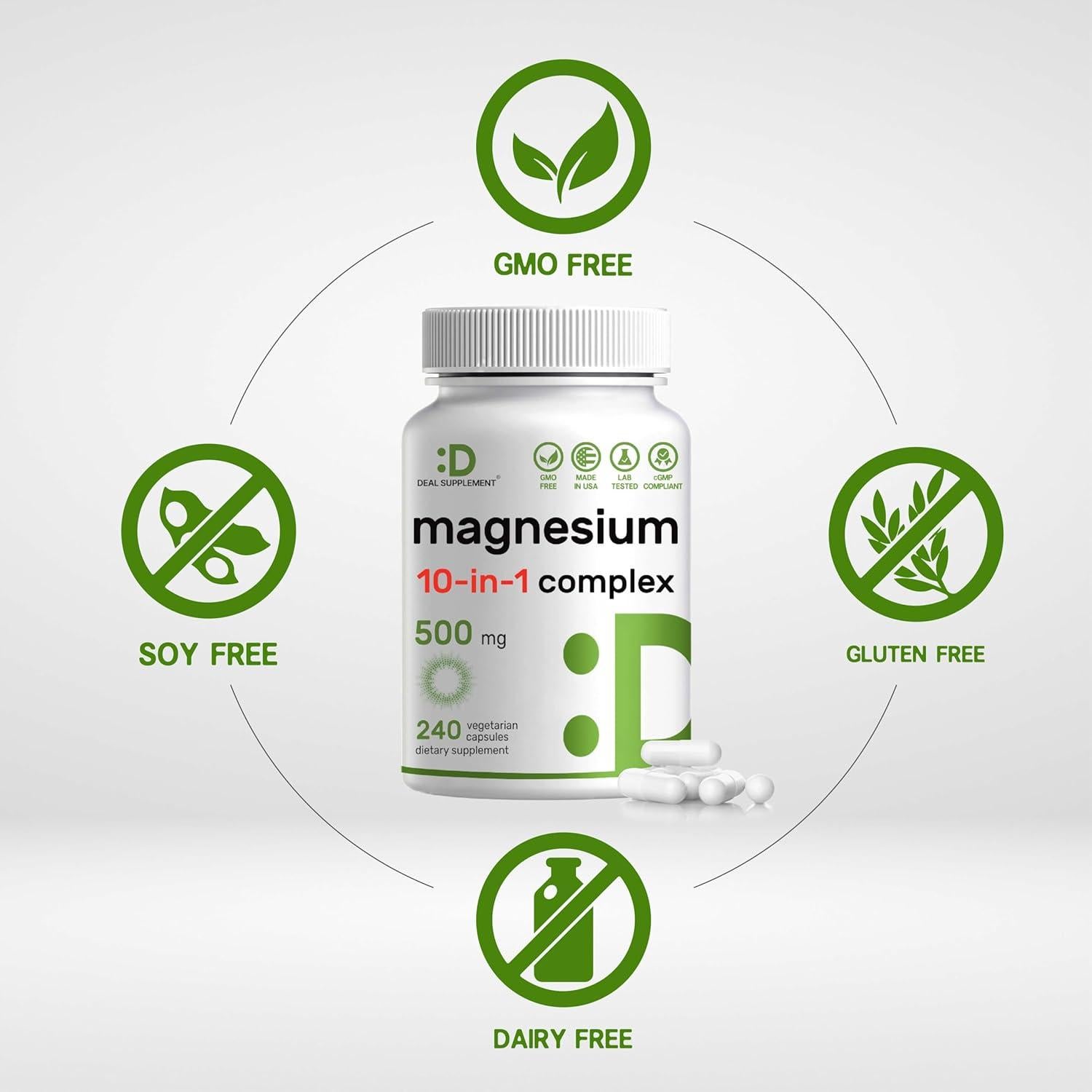 Complejo de Magnesio 500mg Deal Supplement 240 Cápsulas Vegetales