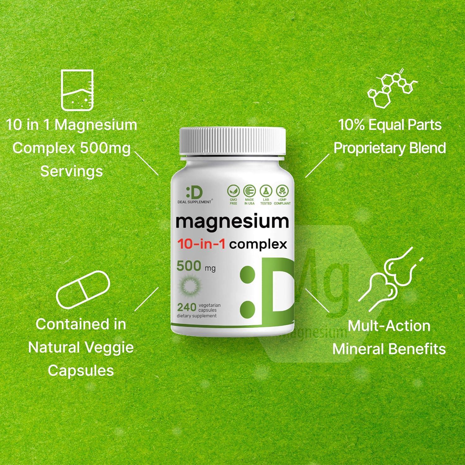 Complejo de Magnesio 500mg Deal Supplement 240 Cápsulas Vegetales