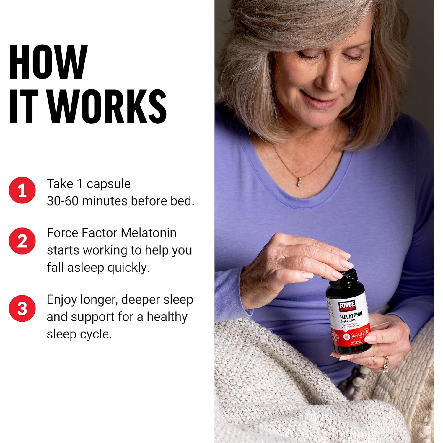 Melatonina 5mg Force Factor - Suplemento Vegano 60 Cápsulas