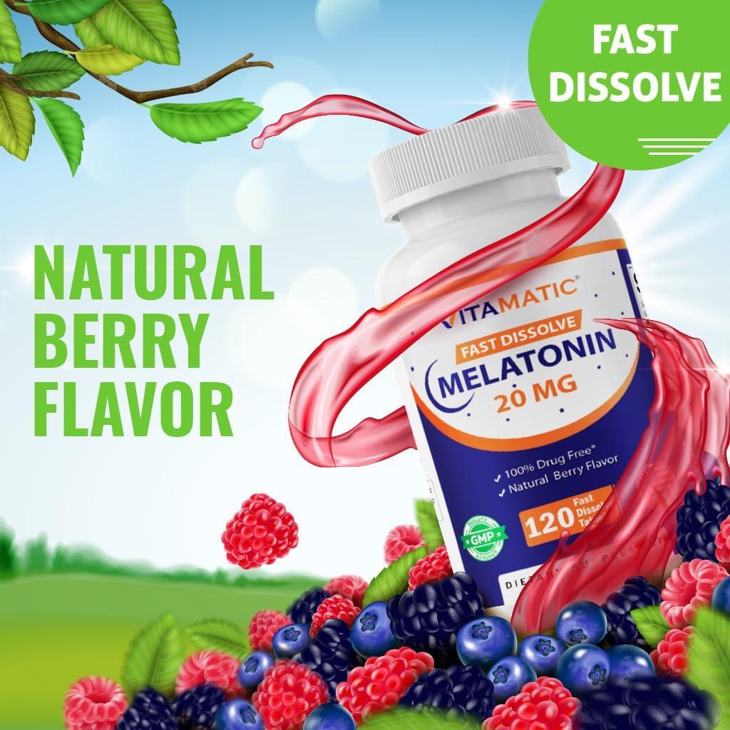 Tabletas de Melatonina Vitamatic 20 mg - 720 Tabletas Vegetarianas