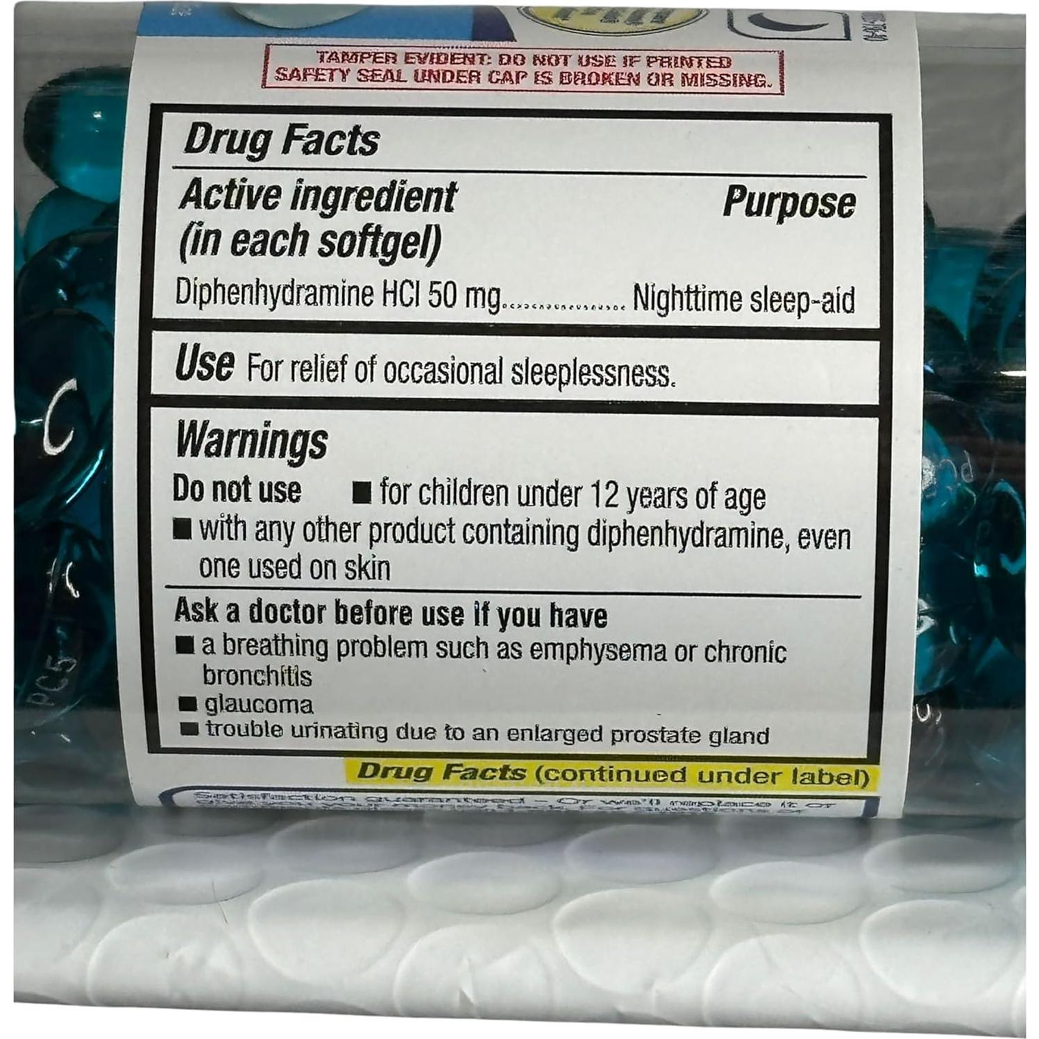 Diphenhidramina 50mg Equate Gelatinas Blandas 100ct