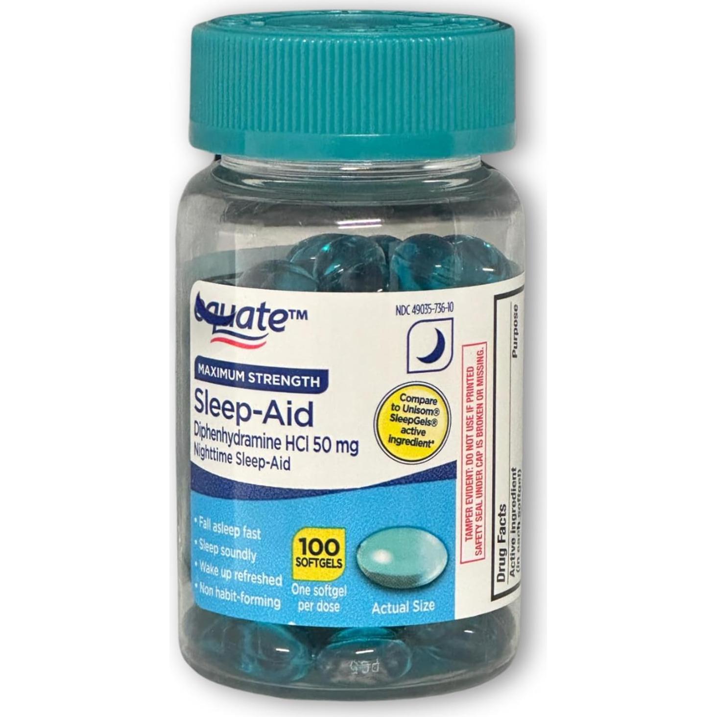 Diphenhidramina 50mg Equate Gelatinas Blandas 100ct