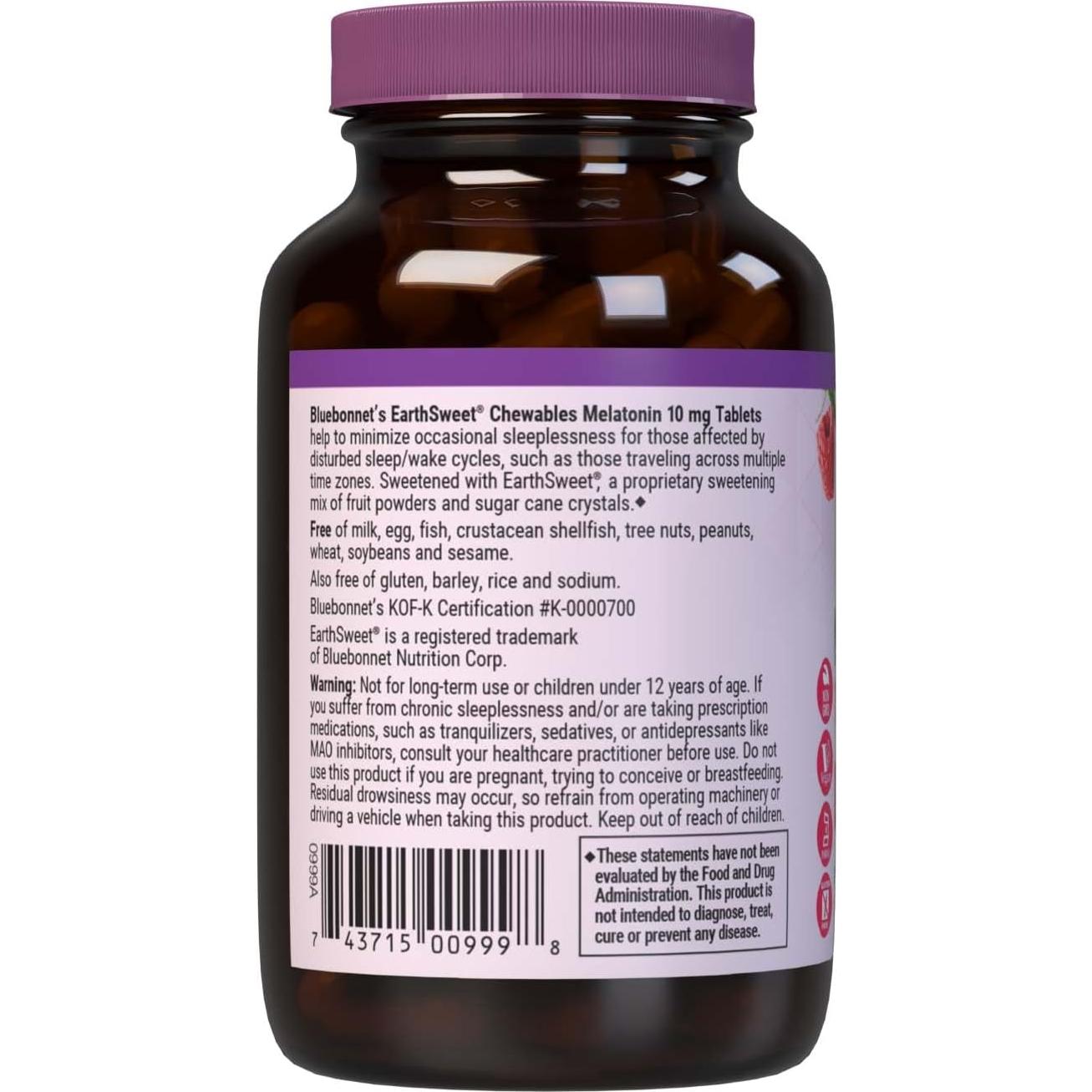 Melatonina EarthSweet BlueBonnet 10 mg 120 tabletas masticables