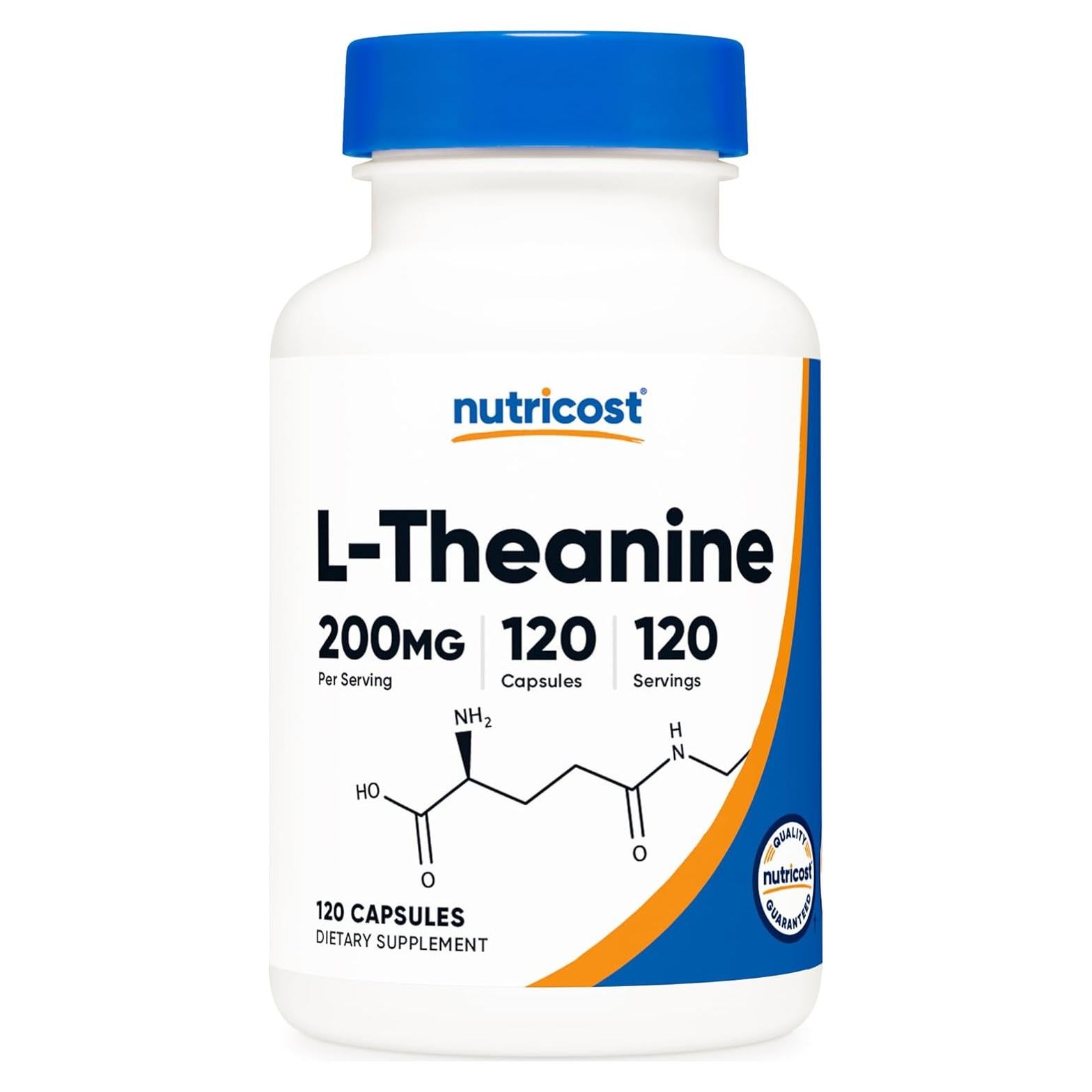 L-Theanina Nutricost 200mg 120 Cápsulas Sin OGM Sin Gluten