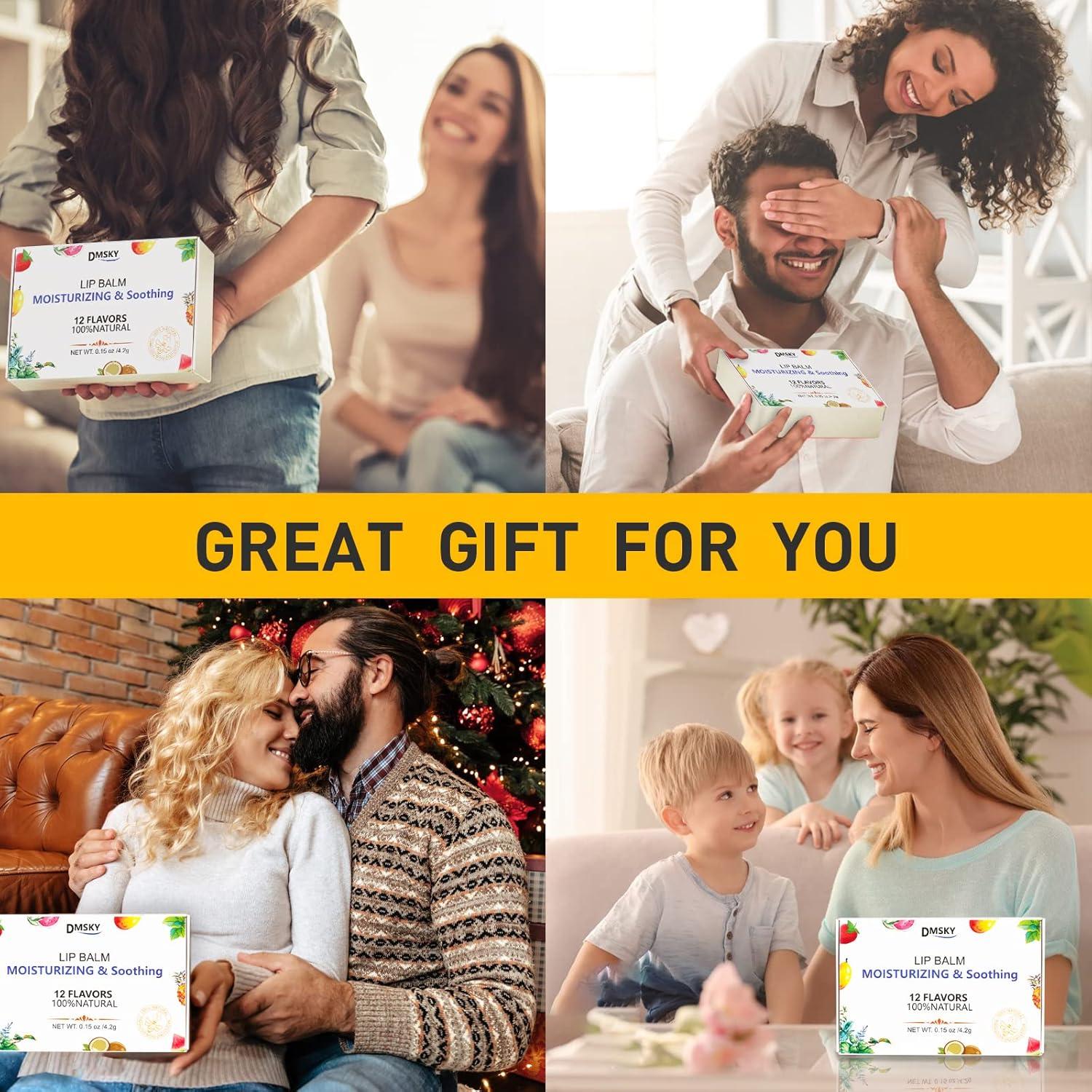 Bálsamo Labial Natural DMSKY 24 Paquetes 12 Sabores Hidratante