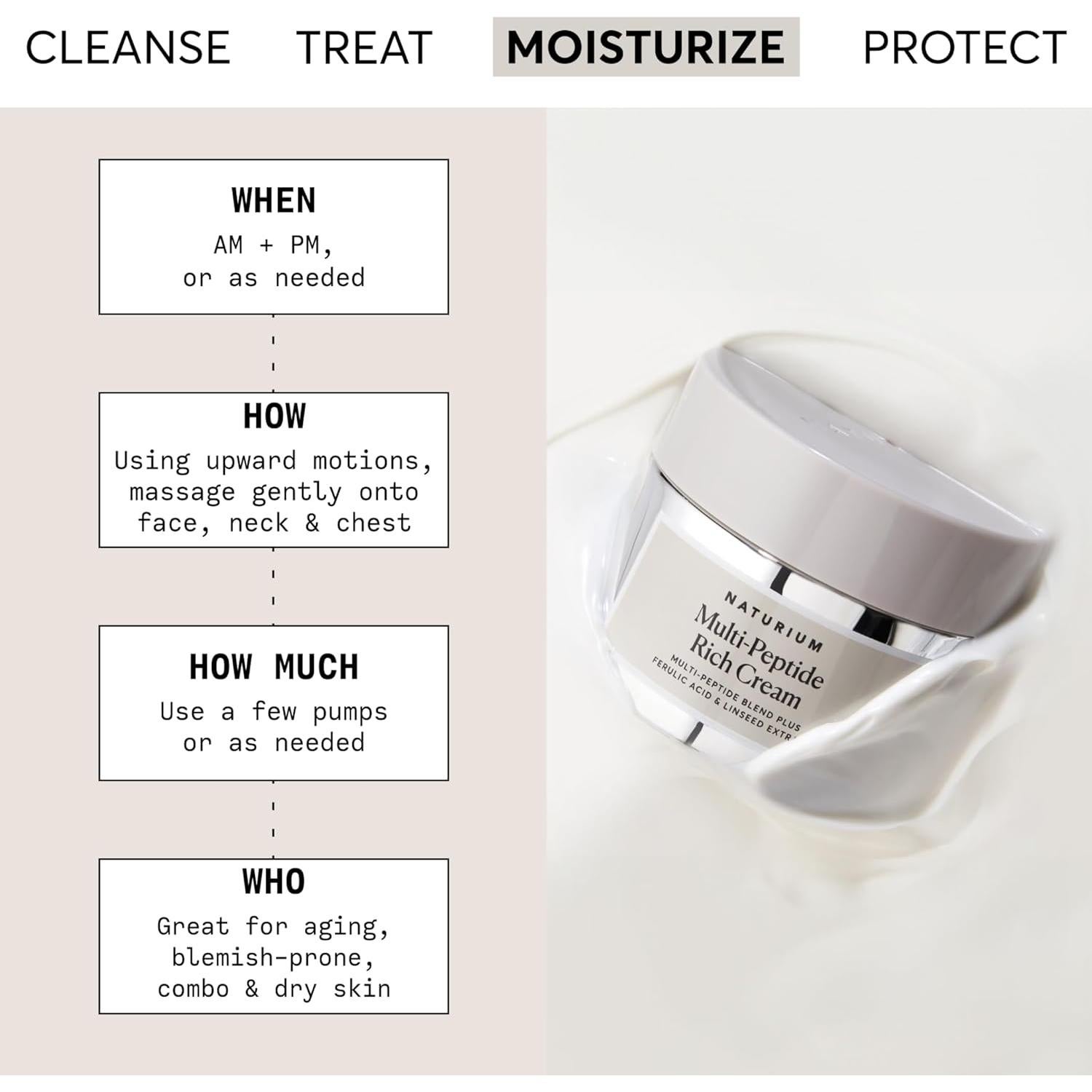 Crema Hidratante Multi-Péptidos Naturium 48g - Antiarrugas Vegana