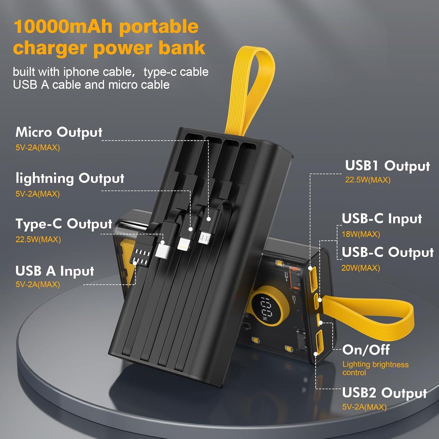 Cargador Portátil Mandarooker 10000mAh Carga Rápida 22.5W