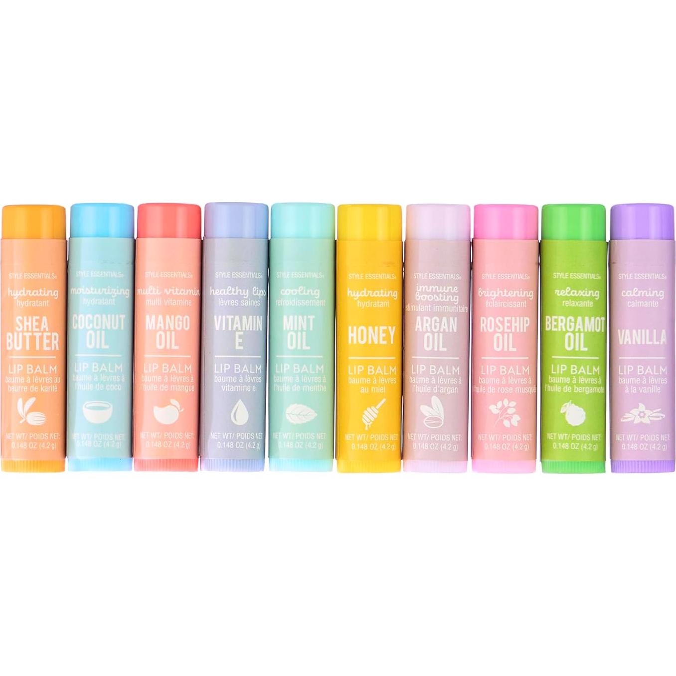 Set de 10 Balsamos Labiales Hidratantes con Aceites Esenciales