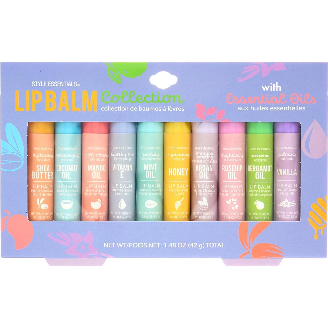 Set de 10 Balsamos Labiales Hidratantes con Aceites Esenciales