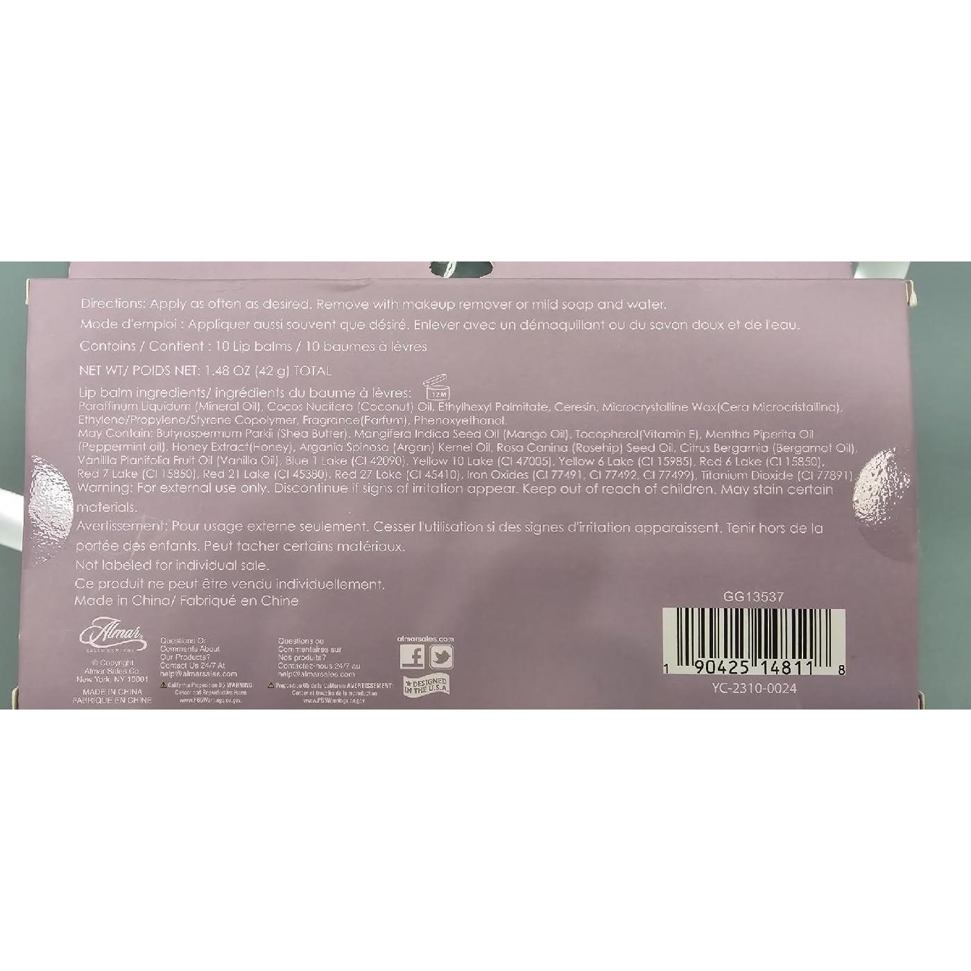 Set de 10 Balsamos Labiales Hidratantes con Aceites Esenciales