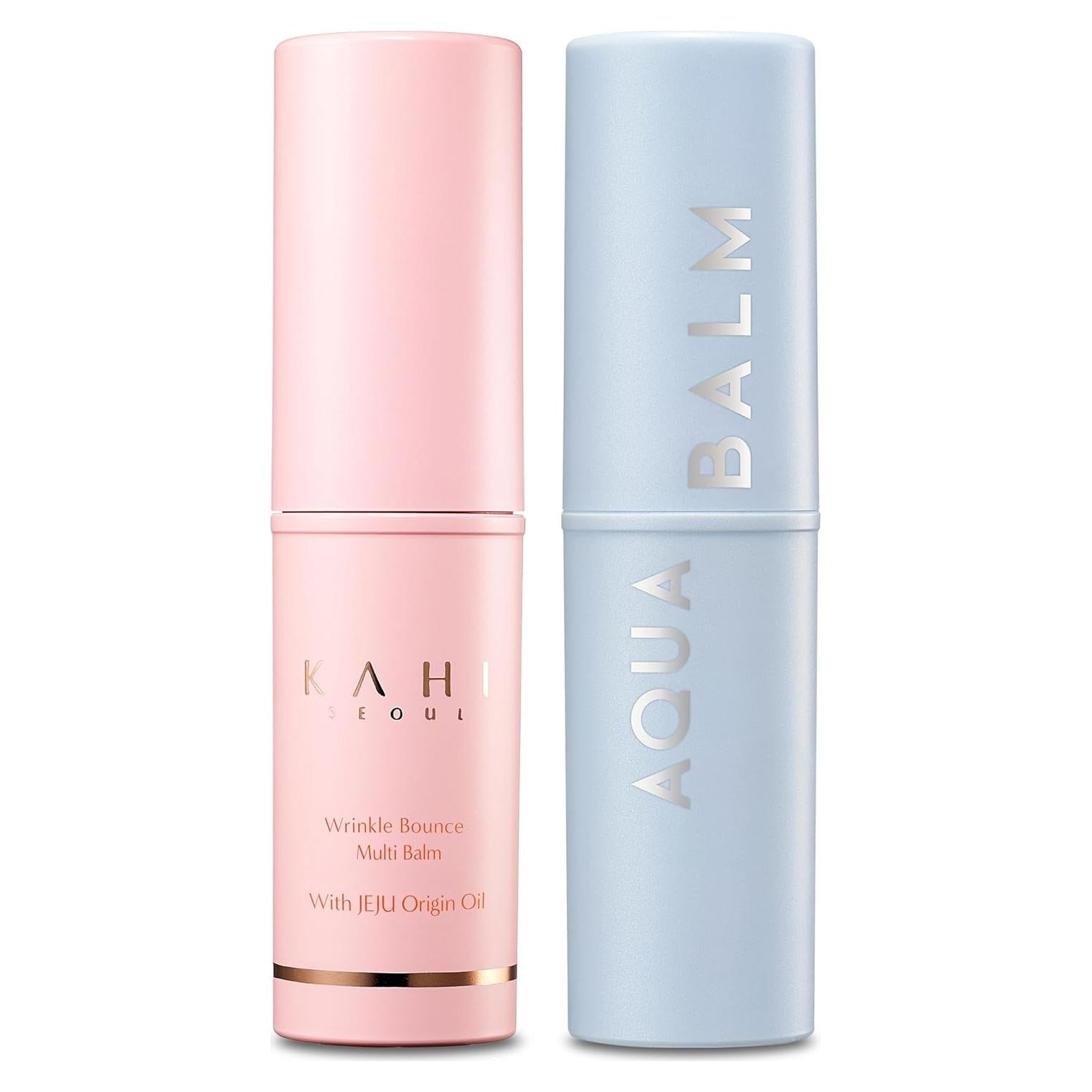 KAHI Multi Balm Max Daily Face Moisturizer + Aqua Korean Sunblock Stick | All-in-One Hydrating Lip, Eye, Neck Cream, Make Up Base & Face Mist Moisture Stick (0.30 fl oz, EA)