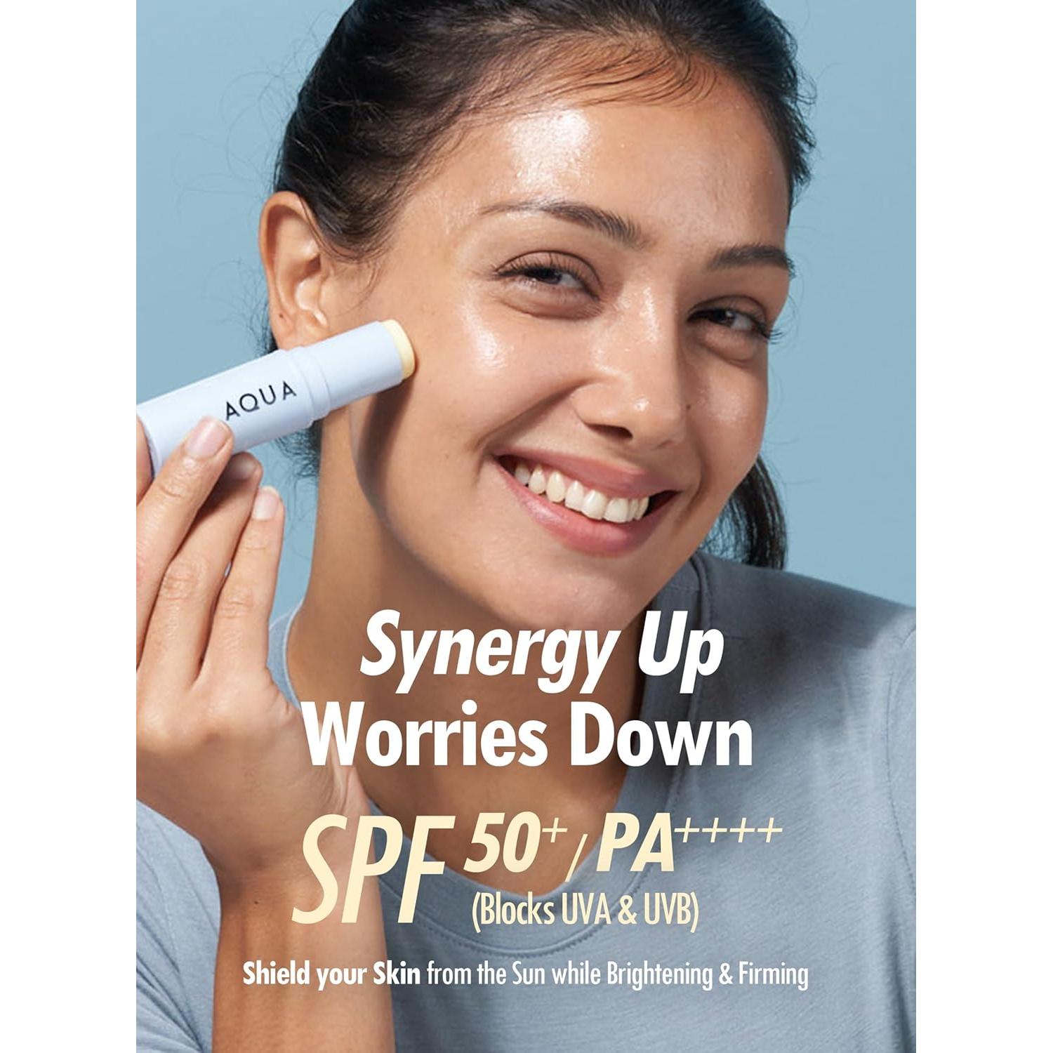 KAHI Multi Balm Max Daily Face Moisturizer + Aqua Korean Sunblock Stick | All-in-One Hydrating Lip, Eye, Neck Cream, Make Up Base & Face Mist Moisture Stick (0.30 fl oz, EA)