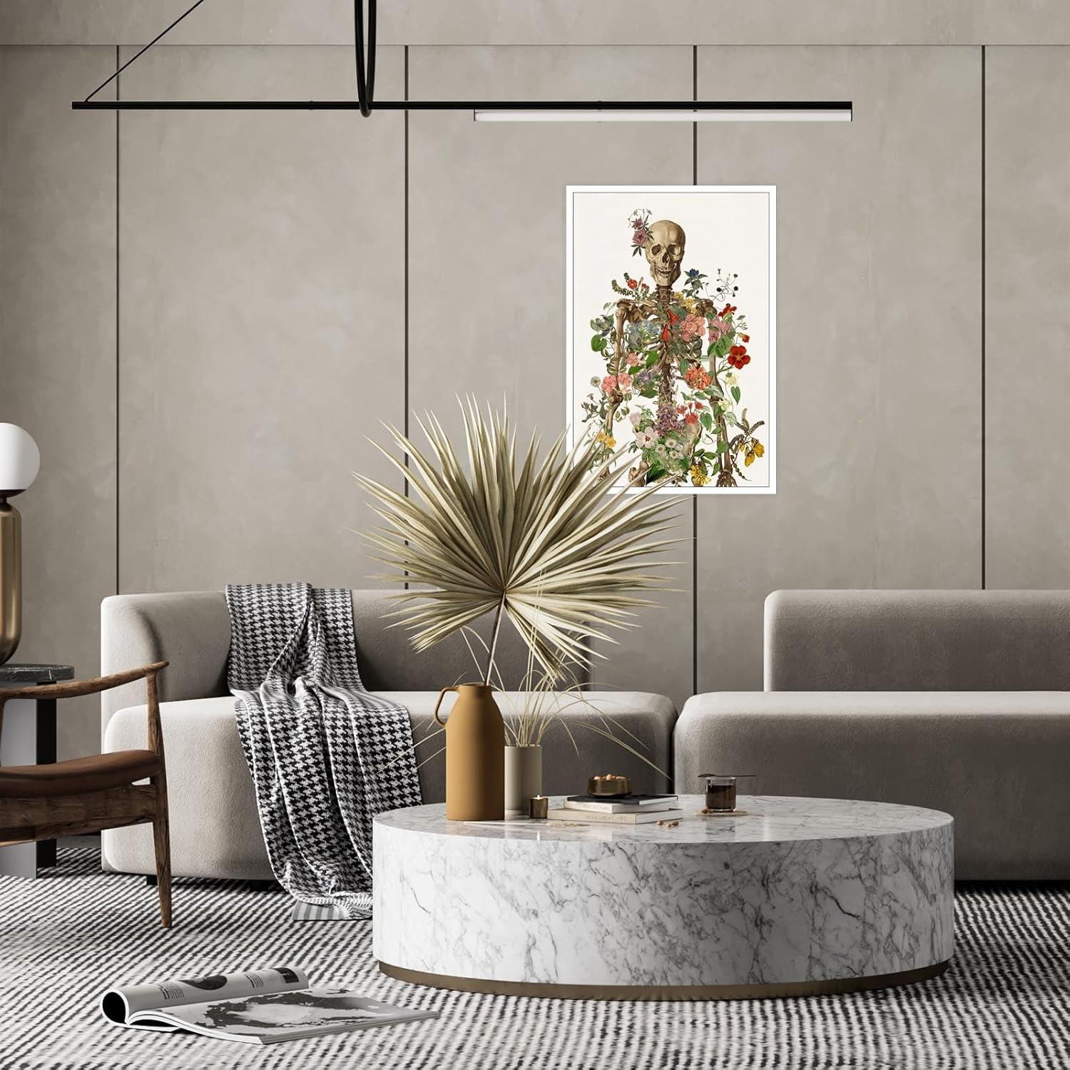 Póster Retro Esqueleto Floral Anatomía Humana 30.48x40.64cm