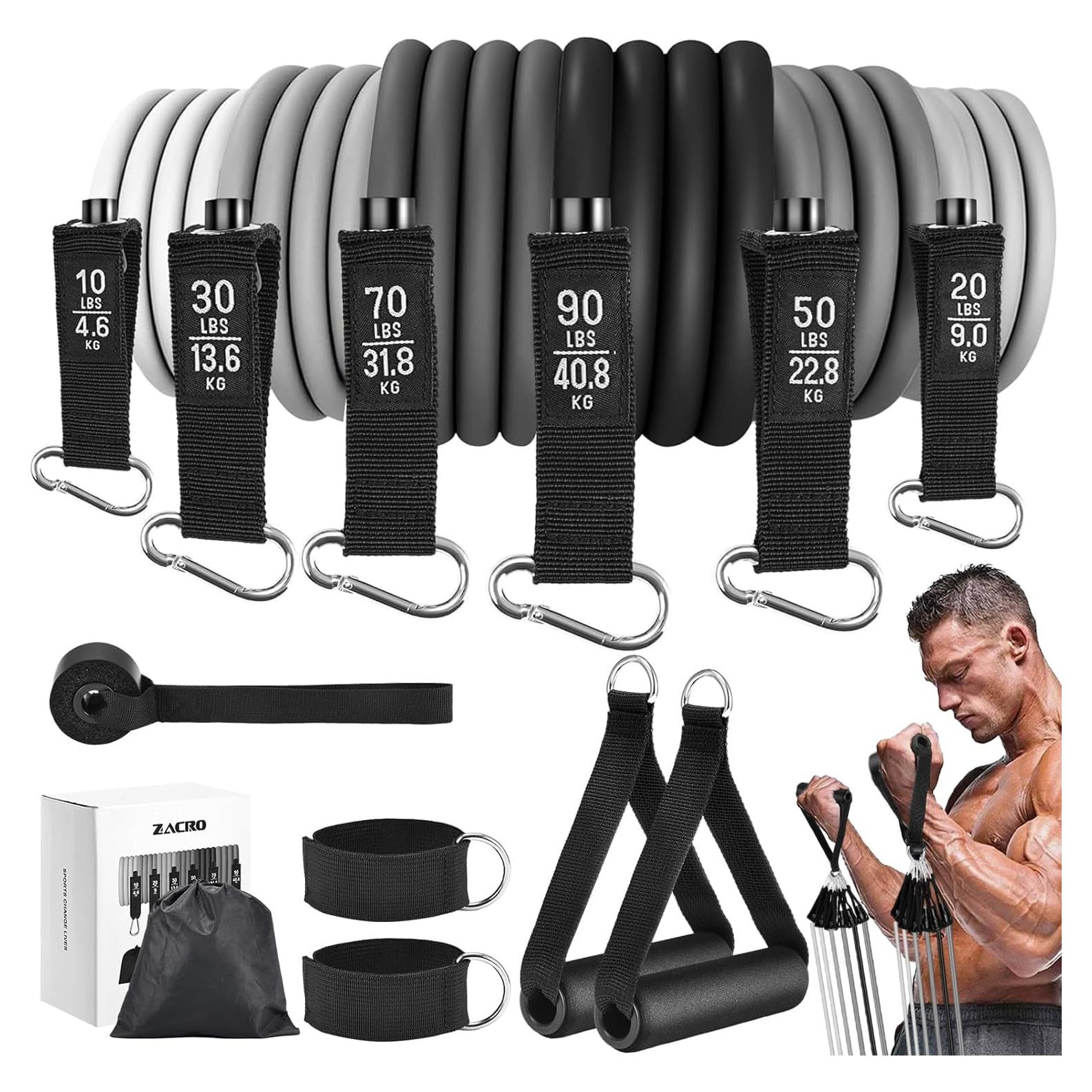 Bandas de Resistencia Zacro 270 lbs con Mangos - Entrenamiento en Casa