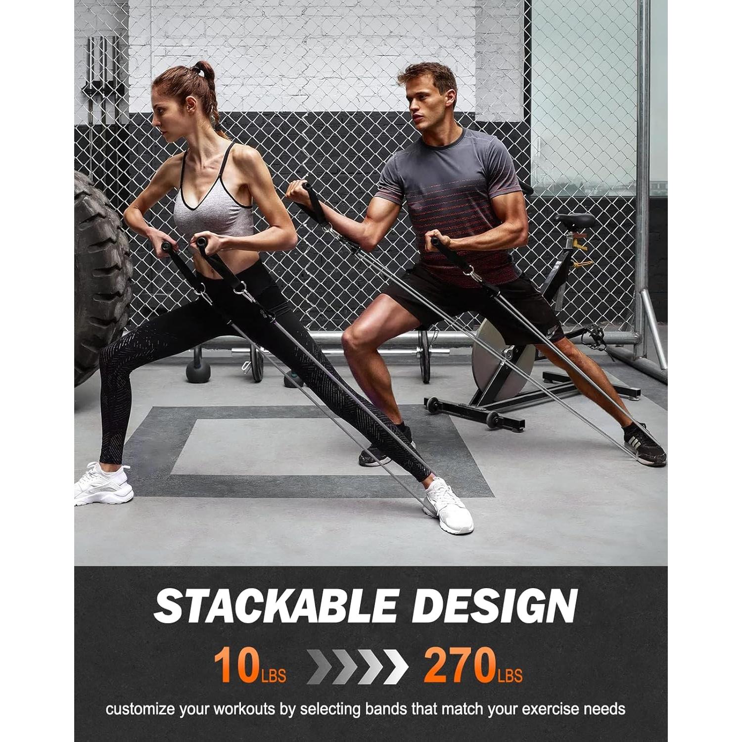 Bandas de Resistencia Zacro 270 lbs con Mangos - Entrenamiento en Casa