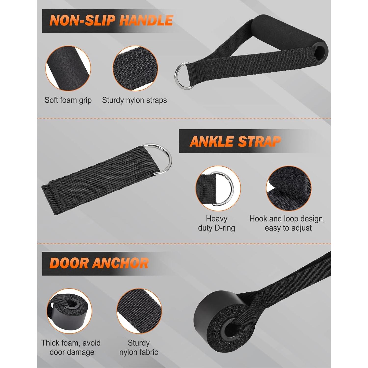 Bandas de Resistencia Zacro 270 lbs con Mangos - Entrenamiento en Casa