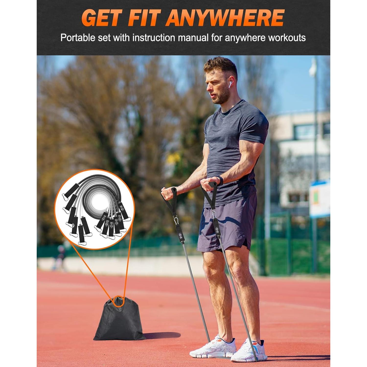 Bandas de Resistencia Zacro 270 lbs con Mangos - Entrenamiento en Casa