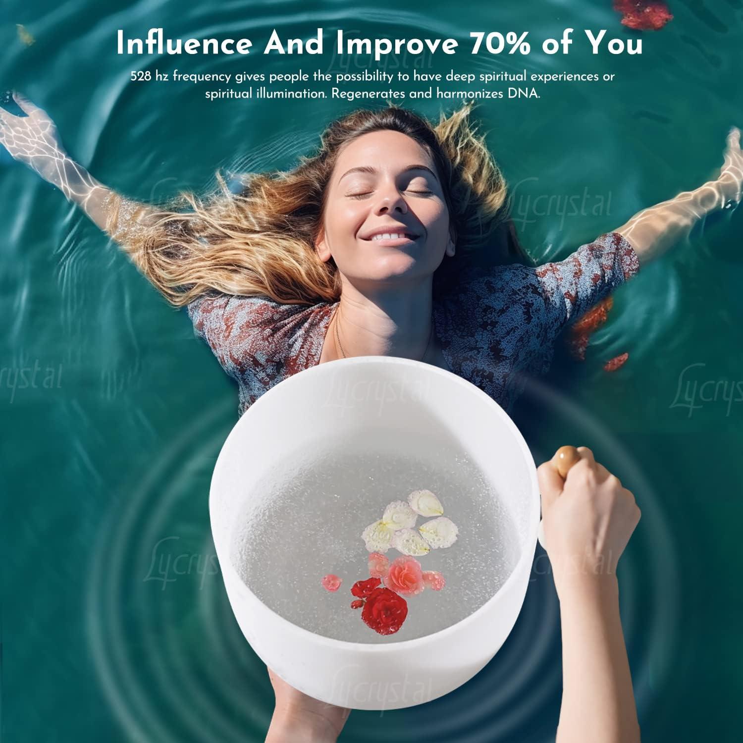 Singing Bowl 528 Hz 8 Inch C note Sound Bowls for Healing,Crystal Singing Bowls Meditation Sound, Root Chakra With O-Ring And Rubber Mallet.