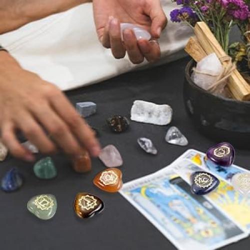 GEHECRST Chakra Crystals Heart Stones Set 7 Chakra Healing Energy Crystals Gemstones Polished Pocket Palm Stone for Stress Relief Reiki Chakra Balancing Meditation Decoration Crystal Gifts